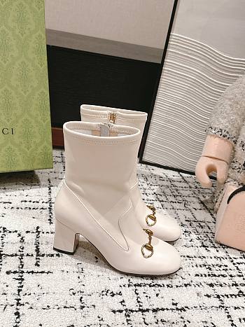Fortok Gucci Horsebit Ankle Boot White