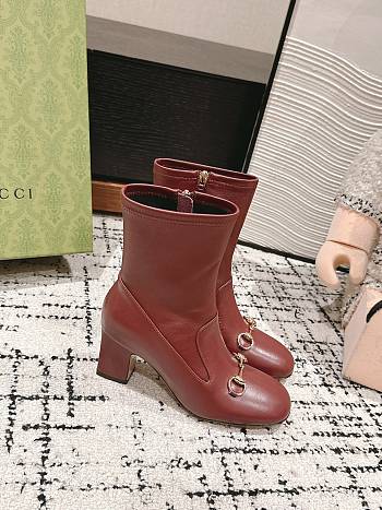 Fortok Gucci Horsebit Ankle Boot Burgundy