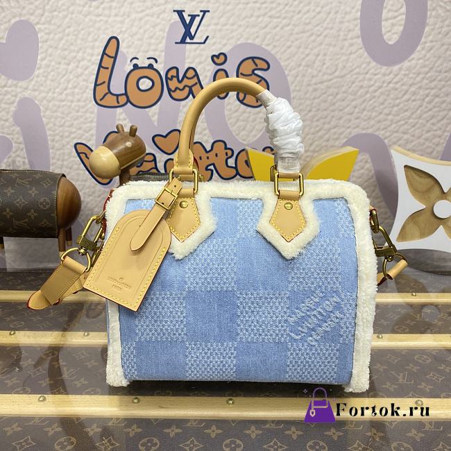 Fortok Louis Vuitton Speedy 25 Bandoulière Bag Denim Wool N40700 25x19x15cm - 1