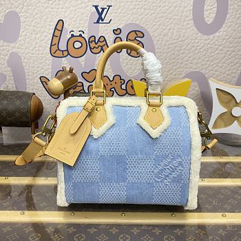 Fortok Louis Vuitton Speedy 25 Bandoulière Bag Denim Wool N40700 25x19x15cm