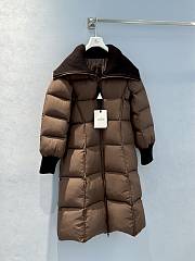 Fortok Moncler 24FW Large Lapel Stitching Knitted Long Down Jacket Brown - 1
