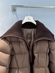 Fortok Moncler 24FW Large Lapel Stitching Knitted Long Down Jacket Brown - 2