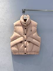 Fortok Moncler 24FW Drawstring Leather Label Stand Collar Down Vest Pink - 1