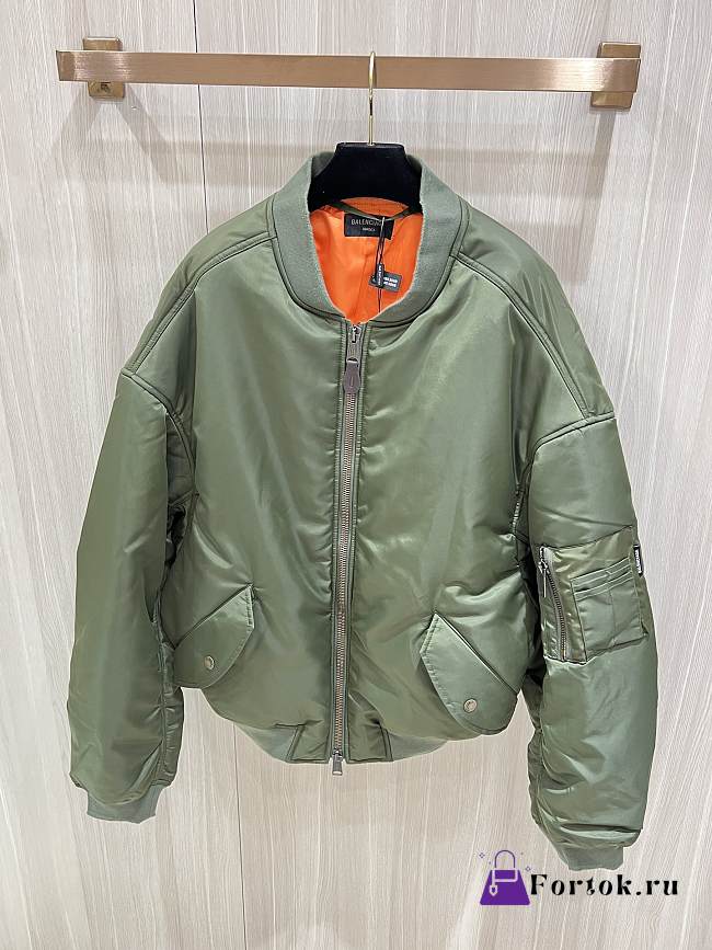 Fortok Balenciaga Army Green Flight Jacket Cotton Bomber Coat - 1