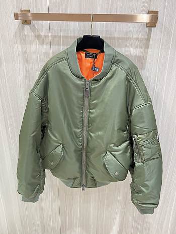 Fortok Balenciaga Army Green Flight Jacket Cotton Bomber Coat