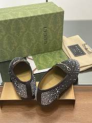 Fortok Gucci Jordaan Multi-faceted Crystal Diamond Loafers Black - 6