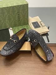 Fortok Gucci Jordaan Multi-faceted Crystal Diamond Loafers Black - 3