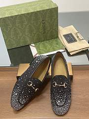Fortok Gucci Jordaan Multi-faceted Crystal Diamond Loafers Black - 2