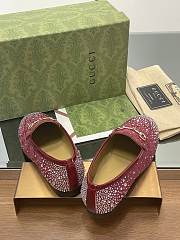 Fortok Gucci Jordaan Multi-faceted Crystal Diamond Loafers Red - 6