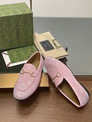 Fortok Gucci Jordaan Multi-faceted Crystal Diamond Loafers Pink - 6