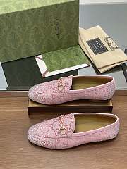 Fortok Gucci Jordaan Multi-faceted Crystal Diamond Loafers Pink - 5