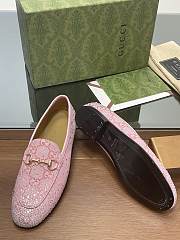 Fortok Gucci Jordaan Multi-faceted Crystal Diamond Loafers Pink - 2
