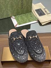Fortok Gucci Jordaan Multi-faceted Crystal Diamond Slippers Black - 6