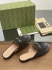 Fortok Gucci Jordaan Multi-faceted Crystal Diamond Slippers Black - 4