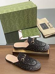 Fortok Gucci Jordaan Multi-faceted Crystal Diamond Slippers Black - 3