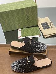 Fortok Gucci Jordaan Multi-faceted Crystal Diamond Slippers Black - 2