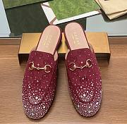 Fortok Gucci Jordaan Multi-faceted Crystal Diamond Slippers Red - 1