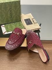 Fortok Gucci Jordaan Multi-faceted Crystal Diamond Slippers Red - 5