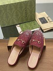 Fortok Gucci Jordaan Multi-faceted Crystal Diamond Slippers Red - 6