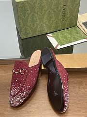 Fortok Gucci Jordaan Multi-faceted Crystal Diamond Slippers Red - 4