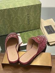 Fortok Gucci Jordaan Multi-faceted Crystal Diamond Slippers Red - 3