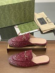 Fortok Gucci Jordaan Multi-faceted Crystal Diamond Slippers Red - 2