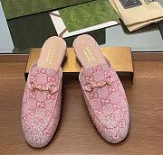 Fortok Gucci Jordaan Multi-faceted Crystal Diamond Slippers Pink - 1