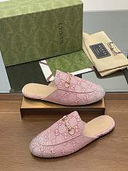 Fortok Gucci Jordaan Multi-faceted Crystal Diamond Slippers Pink - 6