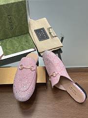 Fortok Gucci Jordaan Multi-faceted Crystal Diamond Slippers Pink - 2