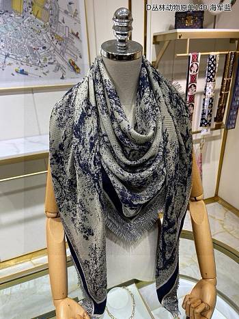 Fortok Dior Jungle Animals Cashmere Square Scarf Beige 140x140cm