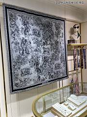 Fortok Dior Jungle Animals Cashmere Square Scarf Grey 140x140cm - 2
