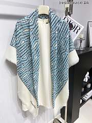 Fortok Dior Miss Dior Letter Graffiti Scarf White & Blue 140x140cm - 4
