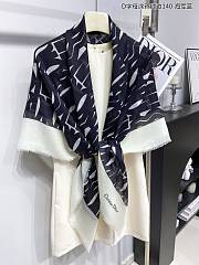 Fortok Dior Miss Dior Letter Graffiti Scarf White & Black 140x140cm - 2