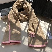 Fortok Chanel Wavy Crochet Cashmere Scarf Brown & Pink 180×60cm - 3