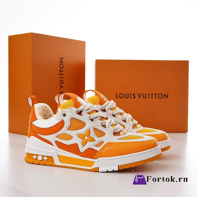 Fortok Louis Vuitton Skate Sneakers Orange & White - 1