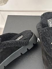 Fortok Chanel Lambswool Buckle Flap Slippers Black - 2