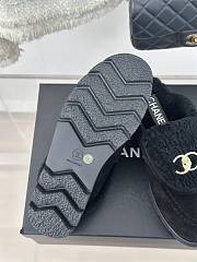 Fortok Chanel Lambswool Buckle Flap Slippers Black - 4