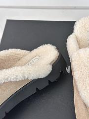 Fortok Chanel Lambswool Buckle Flap Slippers Beige - 4