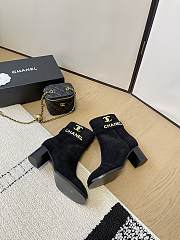 Fortok Chanel Velvet Ankle Boots Black - 4