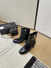 Fortok Chanel Leather Ankle Boots Black - 1