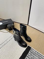 Fortok Chanel Leather Ankle Boots Black - 6