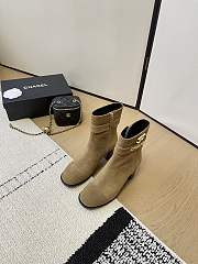 Fortok Chanel Velvet Ankle Boots Beige - 1