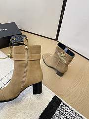 Fortok Chanel Velvet Ankle Boots Beige - 6