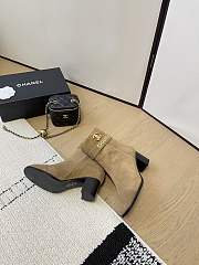 Fortok Chanel Velvet Ankle Boots Beige - 5