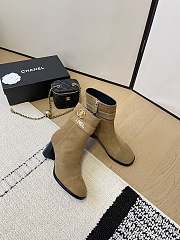 Fortok Chanel Velvet Ankle Boots Beige - 4