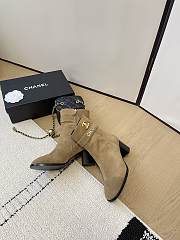 Fortok Chanel Velvet Ankle Boots Beige - 3