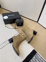 Fortok Chanel Velvet Ankle Boots Beige - 2