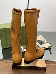 Fortok Gucci Horsebit Elastic High Boots Brown - 2