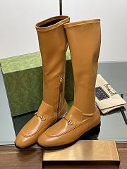 Fortok Gucci Horsebit Elastic High Boots Brown - 4