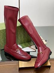 Fortok Gucci Horsebit Elastic High Boots Burgundy - 1